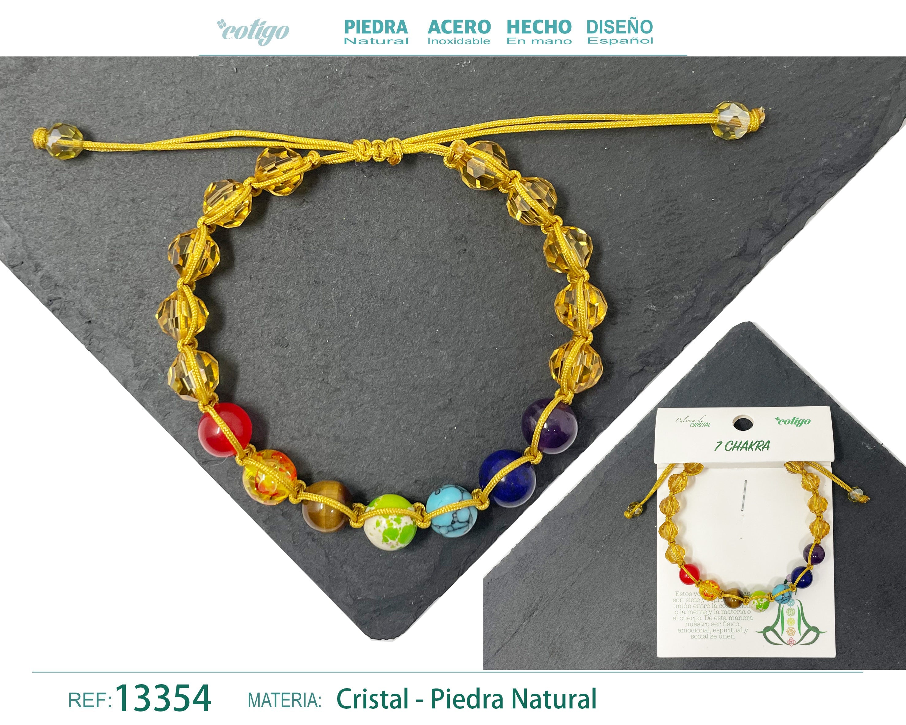 Pulsera 7 Chakras de cristal en Hilo Trenzado