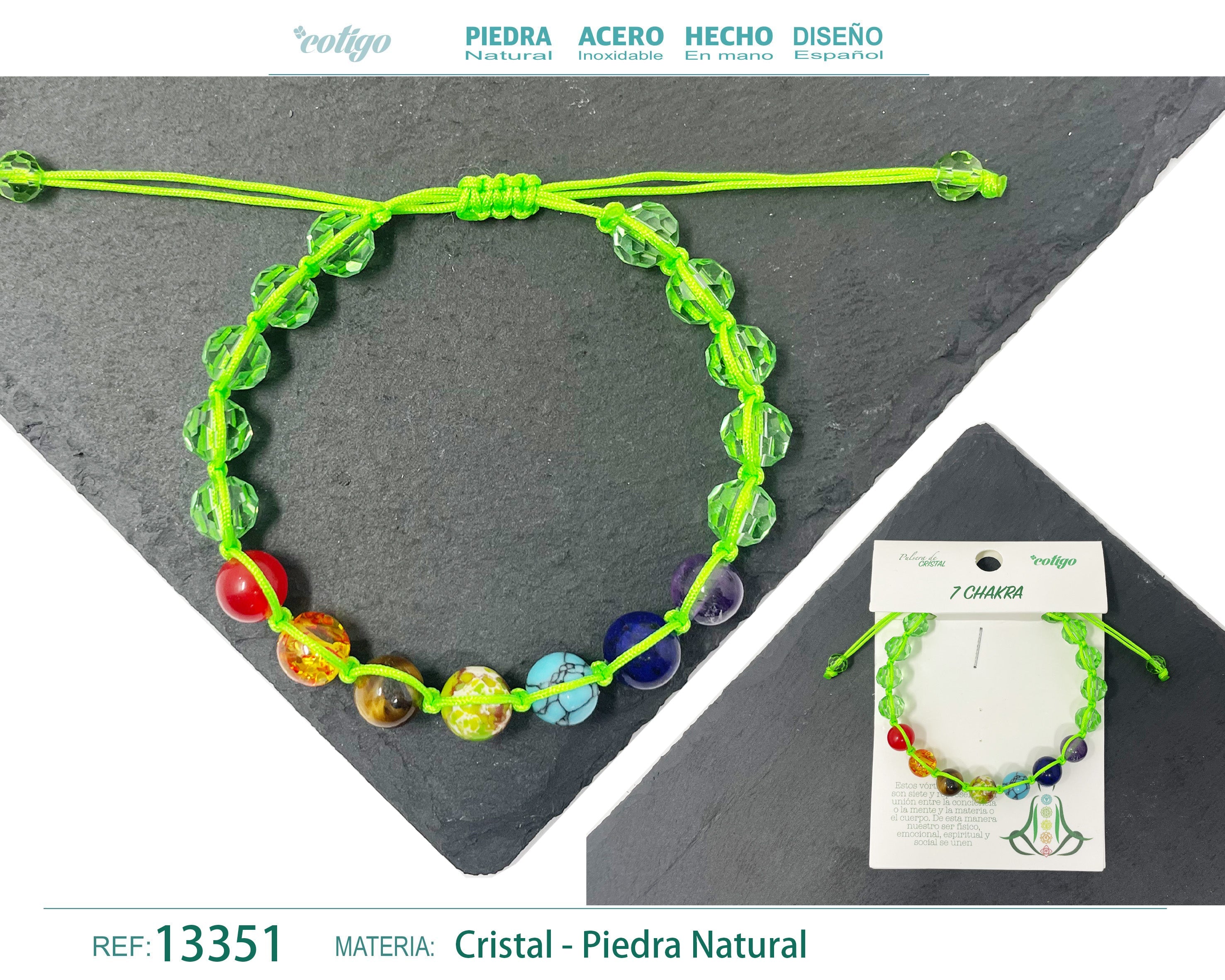 Pulsera 7 Chakras de cristal en Hilo Trenzado